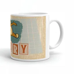 Mr UVD White & Brown Jerry Printed Ceramic Glossy Mug - 350 ml image 2
