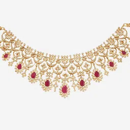 Kushal's Fashion Jewellery Ruby Gold-Plated Cubic Zirconia Studded Jewellery Set image 2