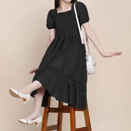 FIXOCRA Puff Sleeve Fit & Flare Midi Dress image 5