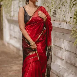 CaniBani Embellished Zari Silk Blend Banarasi Saree-picture-33