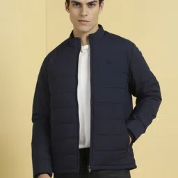 Allen Solly Men Stand Collar Solid Casual Puffer Jacket-picture-15
