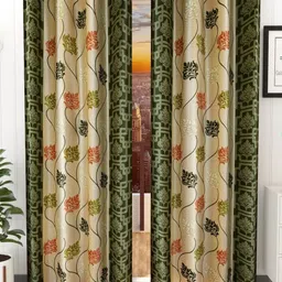 Galaxy Home Decor Green Set of 2 Floral Door Curtain-image-65