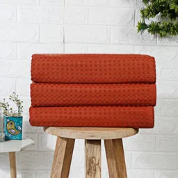 Eco Sense Maroon 3 Pieces Solid Cotton 200 GSM Eco Sense Bath Towels-picture-11
