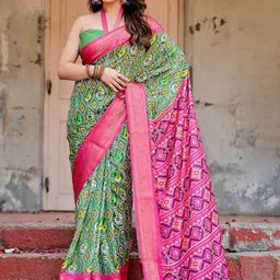 ALMAARI FASHION Geometric Printed Banarasi Saree With Blouse Piece-picture-10