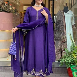 Anni Designer Women Ethnic Motifs Regular Beads and Stones Kurta with Trousers & With Dupatta image 5