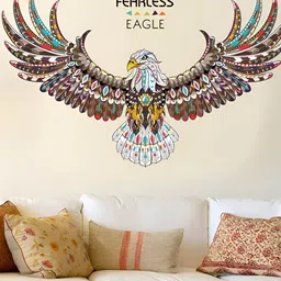 INDIAN ROYALS Brown & Yellow Eagle Wings Printed Self-Adhesive & Durable Wall Sticker-image-57