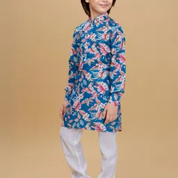 Ministitch Boys Floral Printed full Sleeves Regular Kurta & Pyjamas image 5