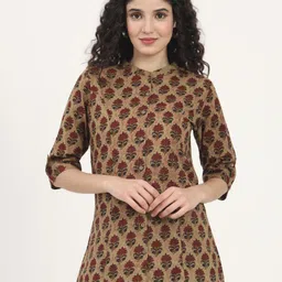 Divena Women Floral Printed Mandarin Collar Cotton Top-image-53