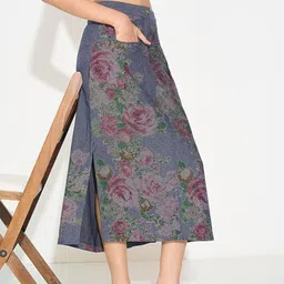 AKKRITI BY PANTALOONS Women Floral Printed Plain Mid-Rise Culottes Trousers-picture-20