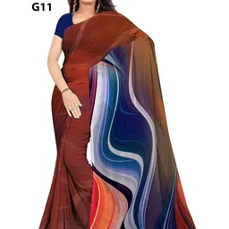 SHIVAM FABRICS Poly Georgette Designer Saree image 1