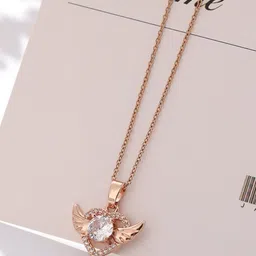 AGARWALPRODUCT Gold-Plated Artificial Stones Studded Stainless Steel Pendant With Chain image 2