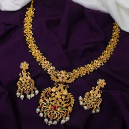 NAGNESHI ART Gold-Plated Artificial Stone-Studded & Beaded Jewellery Set-picture-34