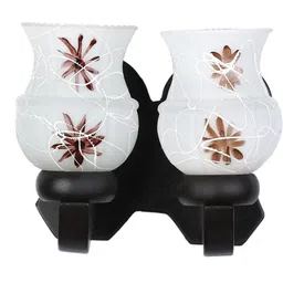 1ST TIME White & White Printed Wood Traditional Abstract Shaped Shaped Wall Lamp image 4