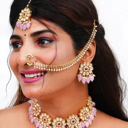 ARADHEMA Women Pink Jewellery Set image 1