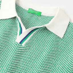 United Colors of Benetton Boys Polka Dot Printed Polo Collar Pure Cotton Pockets T-shirt image 2