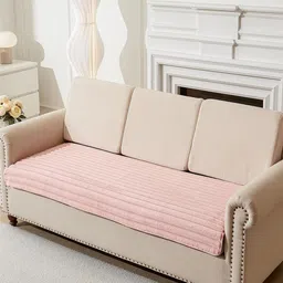 House of Quirk 3D Striped Rabbit Plush Soft Sofa Mat Anti-Slip Four Seater Sofa Cover-picture-24