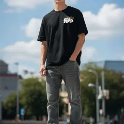 MaverIQ Men Typography Printed Oversized Round Neck T-shirt image 5