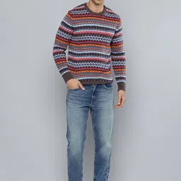 Indian Terrain Geometric Self Design Pullover image 3