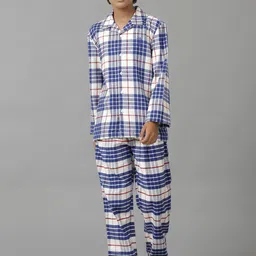 UNDER FOURTEEN ONLY Unisex Kids Checked Night suit-picture-21