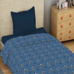 SPACES Kids Blue & White Cartoon Printed Pure Cotton AC Room Double Bed Comforter image 2
