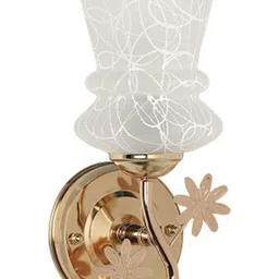 1ST TIME White & Gold-Toned Printed Metal Abstract Shaped Shaped Wall Lamp image 5