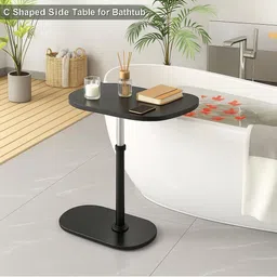 MTANK Black Wooden Rectangle Adjustable Bedside Table image 4