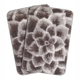 Saral Home 2-Pcs Charcoal & White 3000 GSM Textured Anti- Skid Bath Rug image 5