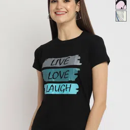 Dreambe Women Pack of 3 Typography Printed Round Neck Cotton T-shirts-picture-28