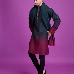 ODETTE Omre Printed Mandarin Collar Straight Kurta image 3