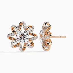 VALANOVA BIS Hallmark 18 Kt Rose Gold Diamond Studded Earrings- 3.54 g image 2