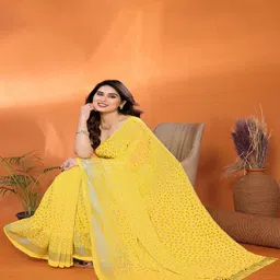 CATCHY FOREVER Floral Gotta Patti Pure Georgette Saree image 4