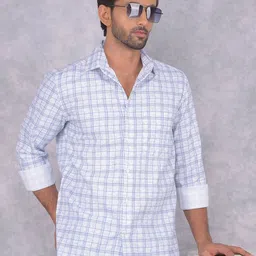 Crimsoune Club Men Smart Spread Collar Tartan Checked Cotton Casual Shirt-picture-32