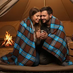 Tharunsha Elite Brown Checked AC Room 300 GSM Blanket image 5