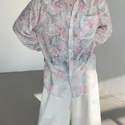 StyleCast Men Original Floral Semi Sheer Printed Casual Shirt image 2