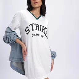 glitchez Squad Goals Varsity Print Oversized T-shirt Style Dress-picture-21