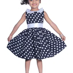 Shahina Fashion Girl Black Polka Dot Print Knee Length Frock-picture-15