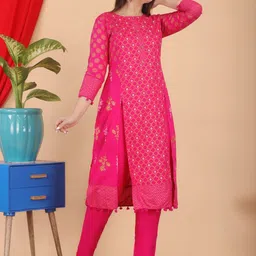 SHOBHIT Women Printed Regular Kurta with Trousers image 5