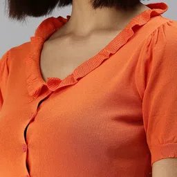 SHOWOFF Puff Sleeve Ruffles Crop Top image 2