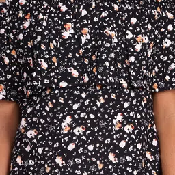 BAESD Floral Printed Flared Sleeve Ruffles Dress image 5