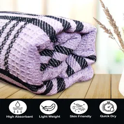 athom living Lavender Cotton Checkered 215 GSM Bath Towels Pack of 3 image 3