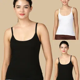 lux cozi Women Black, White, Black Camisole-picture-14