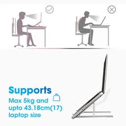 Samarth Foldable Portable Laptop Stand Desktop Tablet Stand FR05 Aluminium Floor and Laptop Stand with Adjustable Height with Universal Laptops Aluminium Desk Stand Laptop Stand with Adjustable Height Compatible with 40 - 44cm Laptops image 4