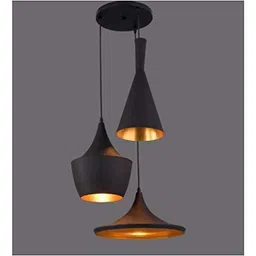 groeien 3-Light Industrial Black Finish Metal Shade Hanging Pendant Ceiling Lamp Fixture Tulip Cone Disc (Black) Pendants Ceiling Lamp image 2