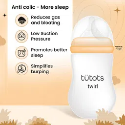 tutots Twirl Anti-Colic Wide Neck BPA Free Baby Feeding Bottle with Turbo Vent Nipple - 250 ml image 4