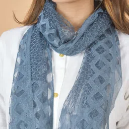 nakoda creation Net Self Design Grey Women Dupatta image 2