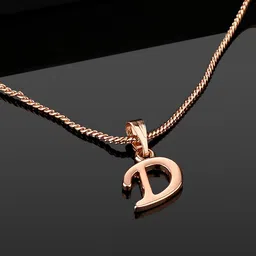 Estele Rose Gold-Plated Initial D Shaped Pendant With Chain image 2