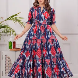 divis fashion Women Gown Red, Blue Ankle Length Dress-picture-13