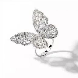 opus gems American Diamond Butterfly Adjustable Finger Ring Alloy Ring image 5