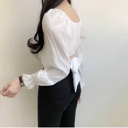mojoo Women Regular Fit Solid Ruffle Collar Casual Shirt-picture-18
