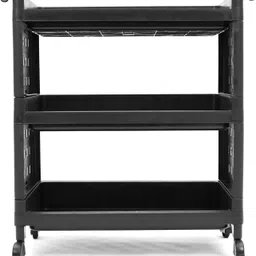 ada 3-Tier Multipurpose Storage Shelf Rack with Wheels | Storage Organizer Cart Plastic Kitchen Trolley image 2